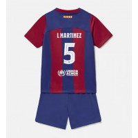 Camisa de Futebol Barcelona Inigo Martinez #5 Equipamento Principal Infantil 2023-24 Manga Curta (+ Calças curtas)